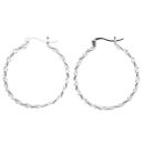 Silver Crystal Chain Hoop Earrings