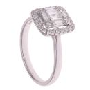 18ct White Gold 0.60ct Brilliant and Baguette Cut Diamond Cluster Ring