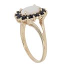 9ct Yellow Gold Opal and Sapphire Cluster Ring