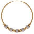 22ct Yellow and White Gold Eternity Bead Hoop Earrings