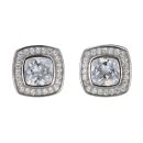 Silver Cubic Zirconia Halo Stud Earrings by Icesia