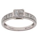 18ct White Gold 0.55ct Princess Cut Diamond Cluster Ring