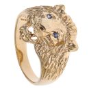 9ct Yellow Gold Sapphire Lion Ring