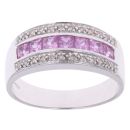 9ct White Gold 0.10ct Diamond And Pink Sapphire Ring