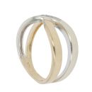 9ct Yellow and White Gold 0.05ct Brilliant Cut Diamond Crossover Ring