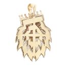 9ct Yellow Gold Cubic Zirconia and Red Gemstone Lion Crown Pendant