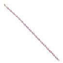 9ct Yellow Gold 0.02ct Diamond and Pink Gemstone Bracelet 7.5"