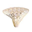 14ct Yellow Gold Greek Key Cubic Zirconia Ring