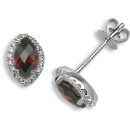 18ct White Gold Diamond 0.15ct Garnet 1.46ct Studs