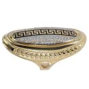 14ct Yellow Gold Greek Key Cubic Zirconia Stone Set Ring