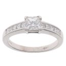 Platinum 1.00ct Princess Cut Diamond Shoulders Ring With Diamond Shoulders