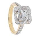 18ct Yellow Gold Diamond Square Cluster Ring by Anya Belle