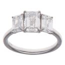9ct White Gold 3.00ct Emerald Cut Lab Grown Diamond Trilogy Ring