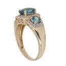 9ct Yellow Gold 0.15ct Diamond and Blue Topaz Cluster Ring