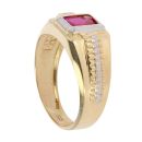 14ct Yellow And White Gold Red Gemstone Signet Ring
