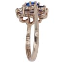 9ct Yellow Gold Blue and Colourless Gemstone Cluster Ring