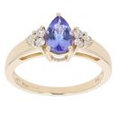 9ct Yellow Gold Tanzanite And Cubic Zirconia Ring