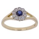 18ct Yellow Gold 0.10ct Diamond and Sapphire Cluster Ring