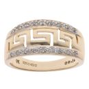 9ct Yellow Gold 0.18ct Brilliant Cut Diamond Greek Key Ring