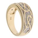 9ct Yellow Gold 0.05ct Diamond Patterned Signet Ring