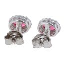 Silver Cubic Zirconia And Red Gemstone Cluster Stud Earrings by Icesia