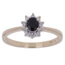 9ct Yellow Gold 0.05ct Diamond and Sapphire Cluster Ring