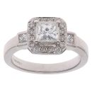 18ct White Gold 1.00ct Brilliant and Princess Cut Diamond Cluster Ring
