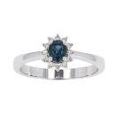 9ct White Gold Diamond And Sapphire Cluster Ring by Anya Belle