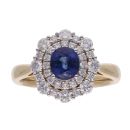 18ct Yellow Gold Sapphire And Diamond Cluster Ring