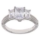 Silver Cubic Zirconia Three Stone Ring By Icesia