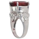 18ct White Gold 0.03ct Diamond and Red Gemstone Solitaire Ring