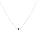18ct White Gold 0.10ct Diamond and Sapphire Pendant and Chain 18"