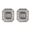 9ct White Gold 0.70ct Brilliant and Baguette Cut Diamond Cluster Earrings
