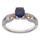18ct Yellow and White Gold 0.64ct Brilliant Cut Diamond and Sapphire Ring