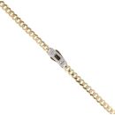 14ct Yellow Gold Monaco Curb Classic Pave Lock Chain 18"