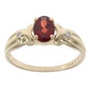 9ct Yellow Gold 0.05ct Diamond and Garnet Single Stone Ring