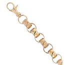 9ct Yellow Gold Patterned and Plain Belcher Bracelet 9"