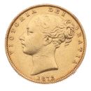 1872 Victoria Young Head Shield UK Full Sovereign Con