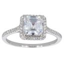 Silver Square Cubic Zirconia Halo Ring by Icesia