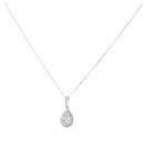 9ct White Gold 0.33ct Brilliant Cut Diamond Cluster Pendant And Chain 20"