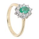 9ct Yellow Gold Emerald and Diamond Cluster Ring