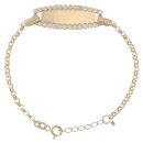 14ct Yellow Gold Children's Cubic Zirconia ID Bracelet 6"