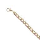 9ct Yellow Gold Pink Gemstone Belcher Bracelet 7"
