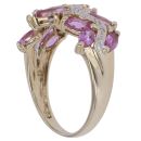 9ct Yellow Gold 0.10ct Diamond and Pink Sapphire Cluster Ring