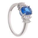 Silver Blue Gemstone and Cubic Zirconia Fancy Ring
