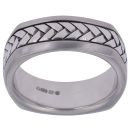 Silver Herringbone Square Signet Ring By Icesia