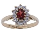 9ct Yellow Gold Garnet and Cubic Zirconia Cluster Ring
