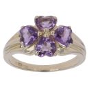 9ct Yellow Gold Amethyst Flower Cluster Ring