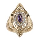 14ct Yellow Gold Cubic Zirconia Purple Gemstone Ring