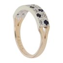 9ct Yellow Gold 0.05ct Diamond and Sapphire Two Row Ring